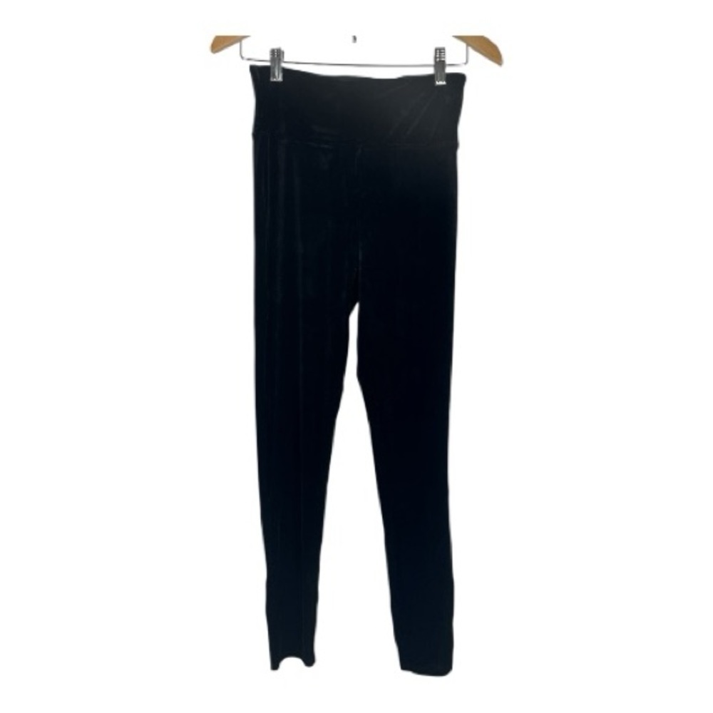 Assets by SPANX Sz M Black Velvet Leggings EUC